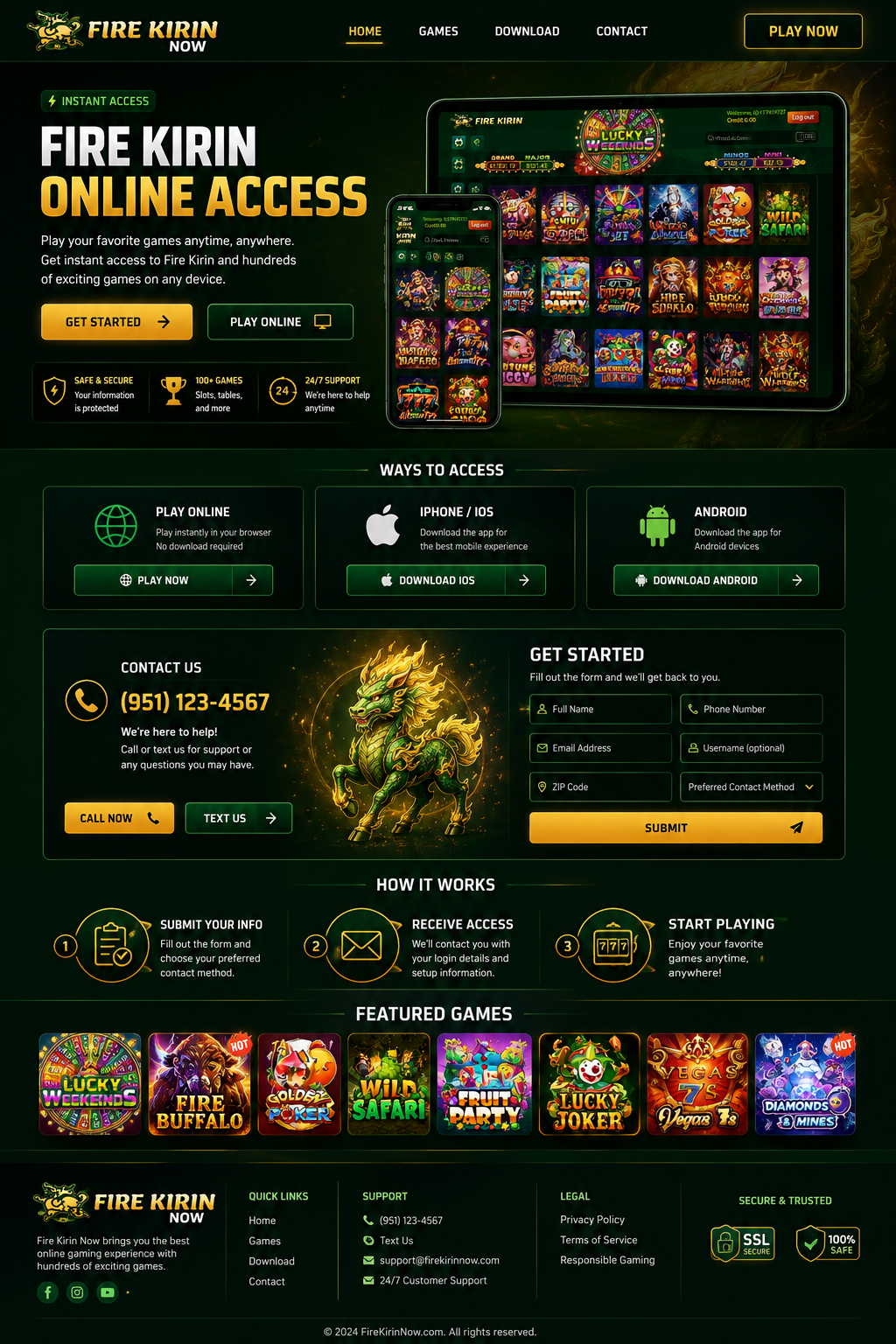 Gold and green Kirin dragon illustration